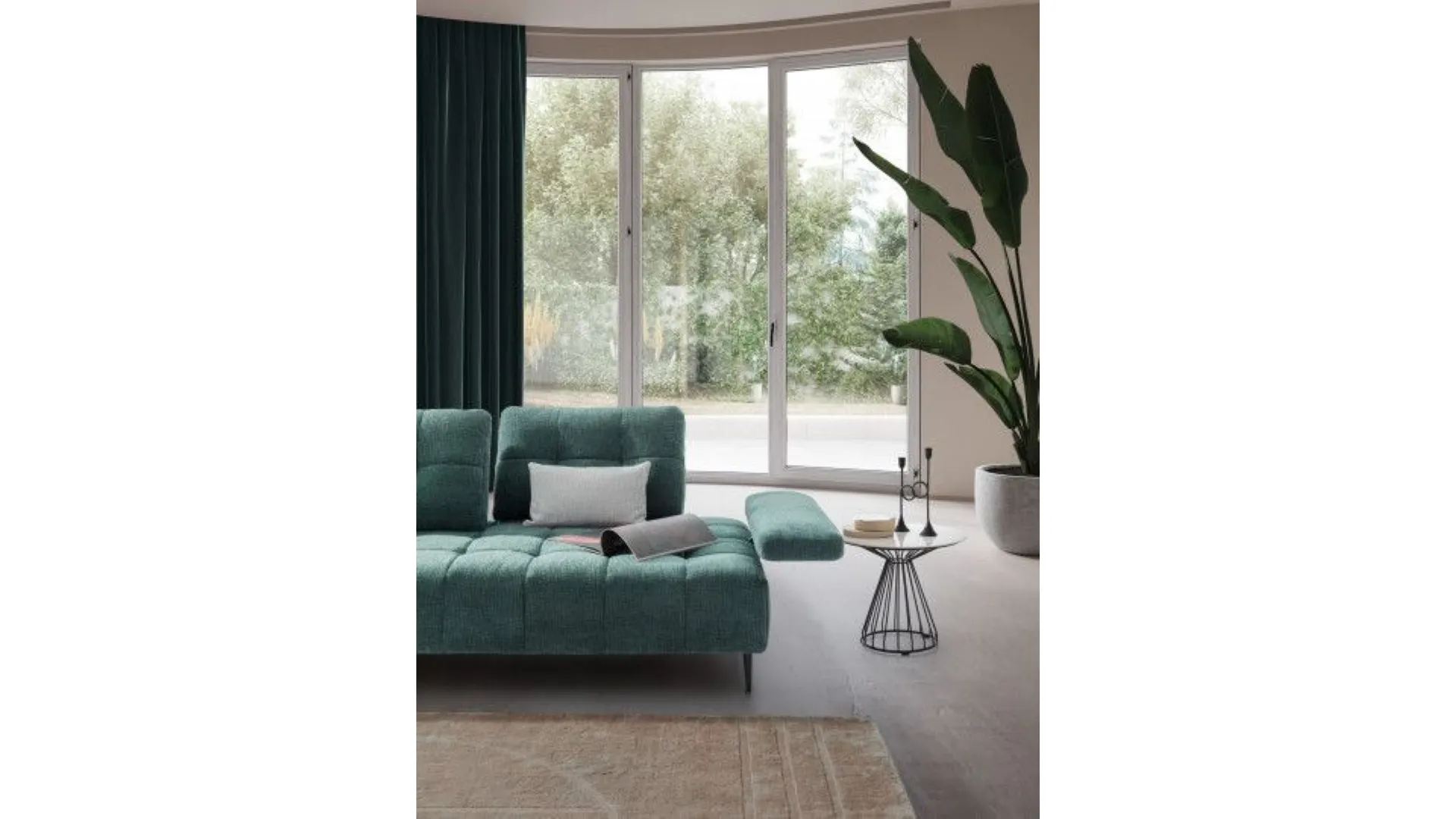 Joplin sofa in leather or fabric, completely removable covers, 302x245.
