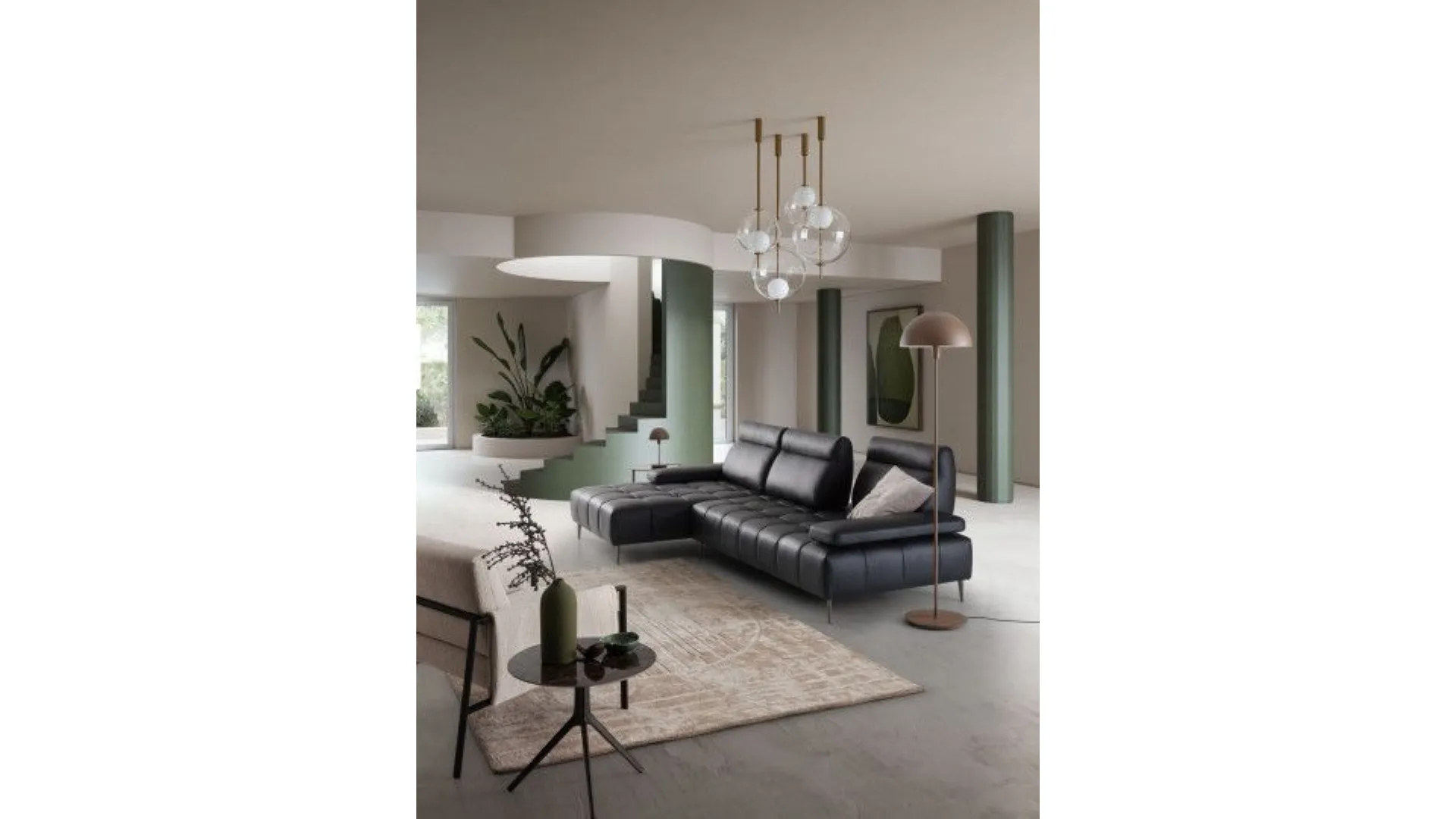 Joplin sofa model in leather or fabric, completely removable cover, 302x245