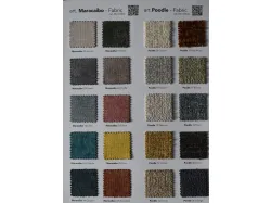Fabric sofa with low legs and possibility of relaxing movement.