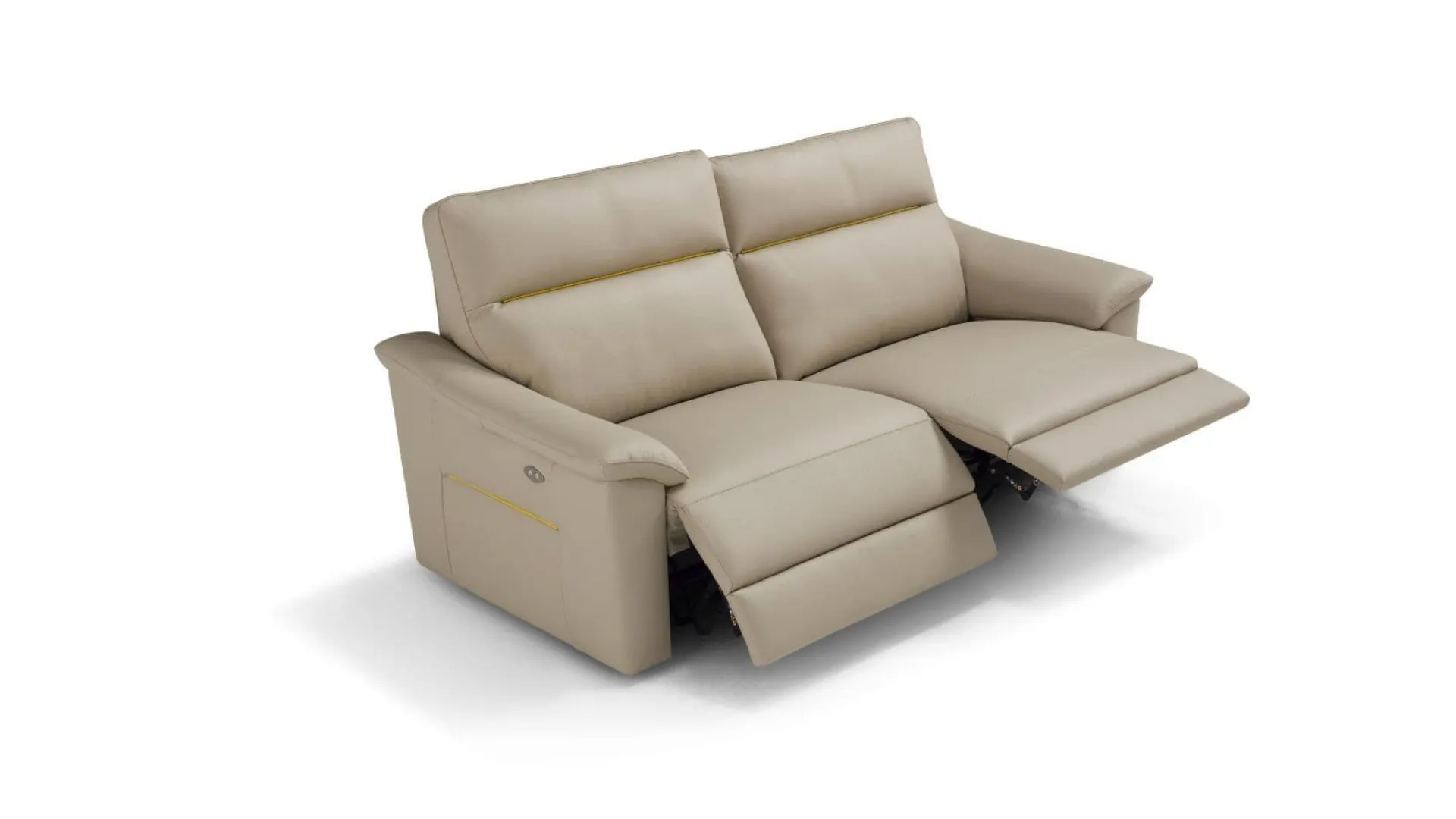 Fabric sofa with low feet and the possibility of reclining movements