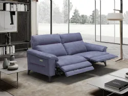 Design fabric sofa with a wooden frame and metal legs.