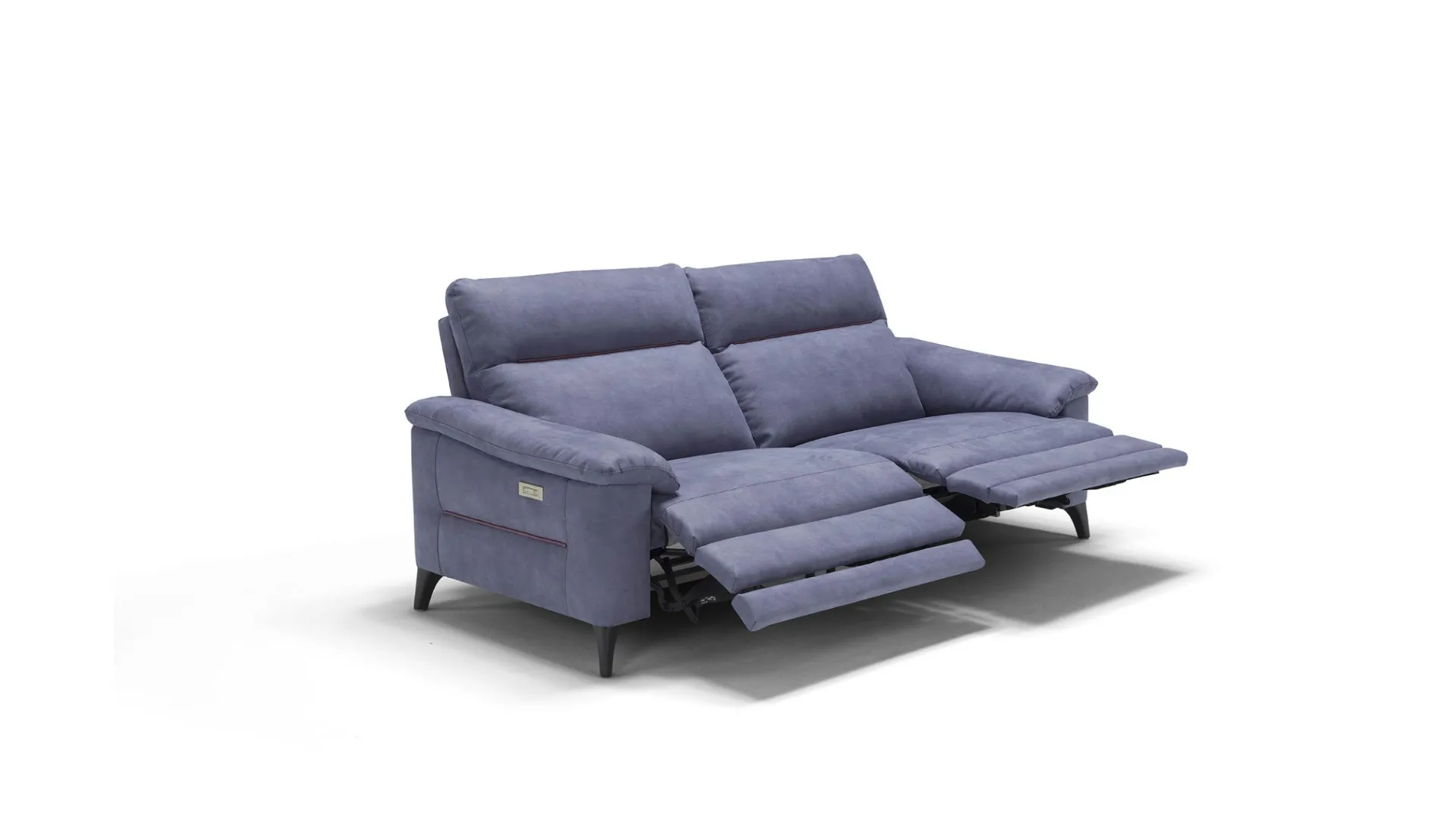 Designer fabric sofa with wooden frame and metal legs