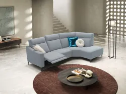 Fabric sofa with elegant and refined lumbar support.
