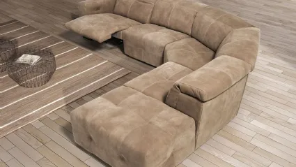 corner sofa with motorized relax and reclining backrest