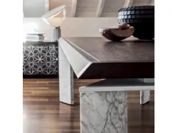 Wooden floor table and marble base