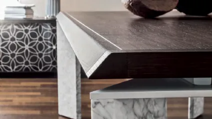 Wooden floor table and marble base