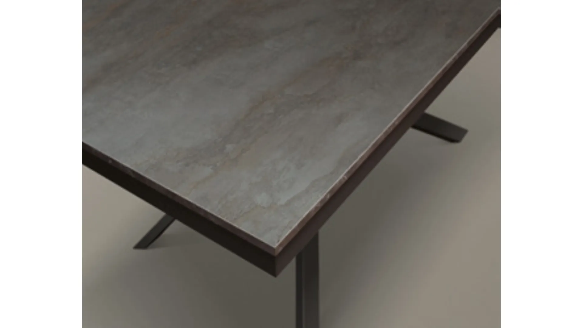 Extendable table of various sizes with side extension and central base.