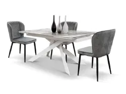 Extendable table with luxury top finish and metal base 160x90