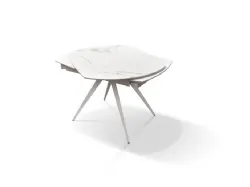 Extendable shaped table with ceramic top and internal extensions 120x80.