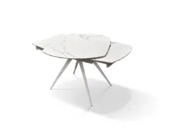 Extendable shaped table with ceramic top and internal extensions 120x80