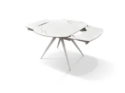 Extendable shaped table with ceramic top and internal extensions 120x80.