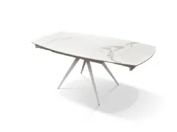 Extendible table with shaped ceramic top and internal extensions 120x80.