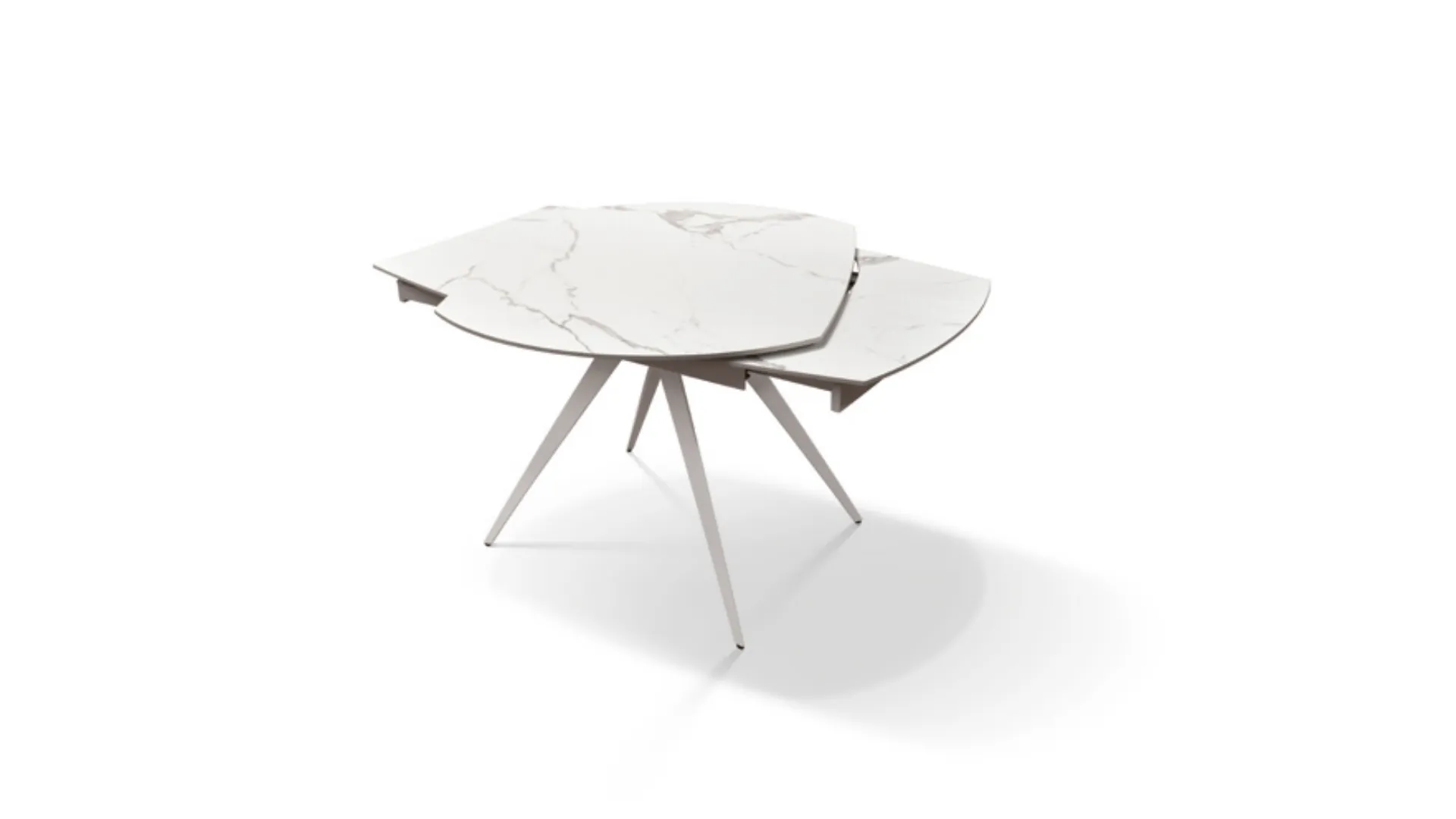 Extendable shaped table with ceramic top and internal extensions 120x80