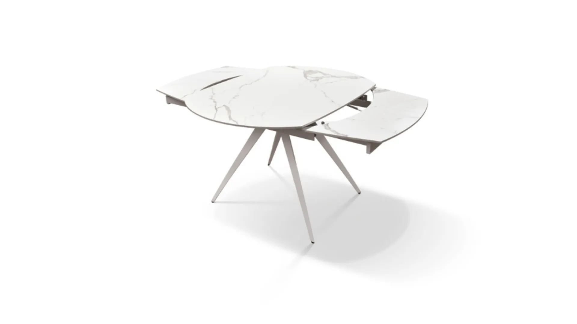 Extendable shaped table with ceramic top and internal extensions 120x80.