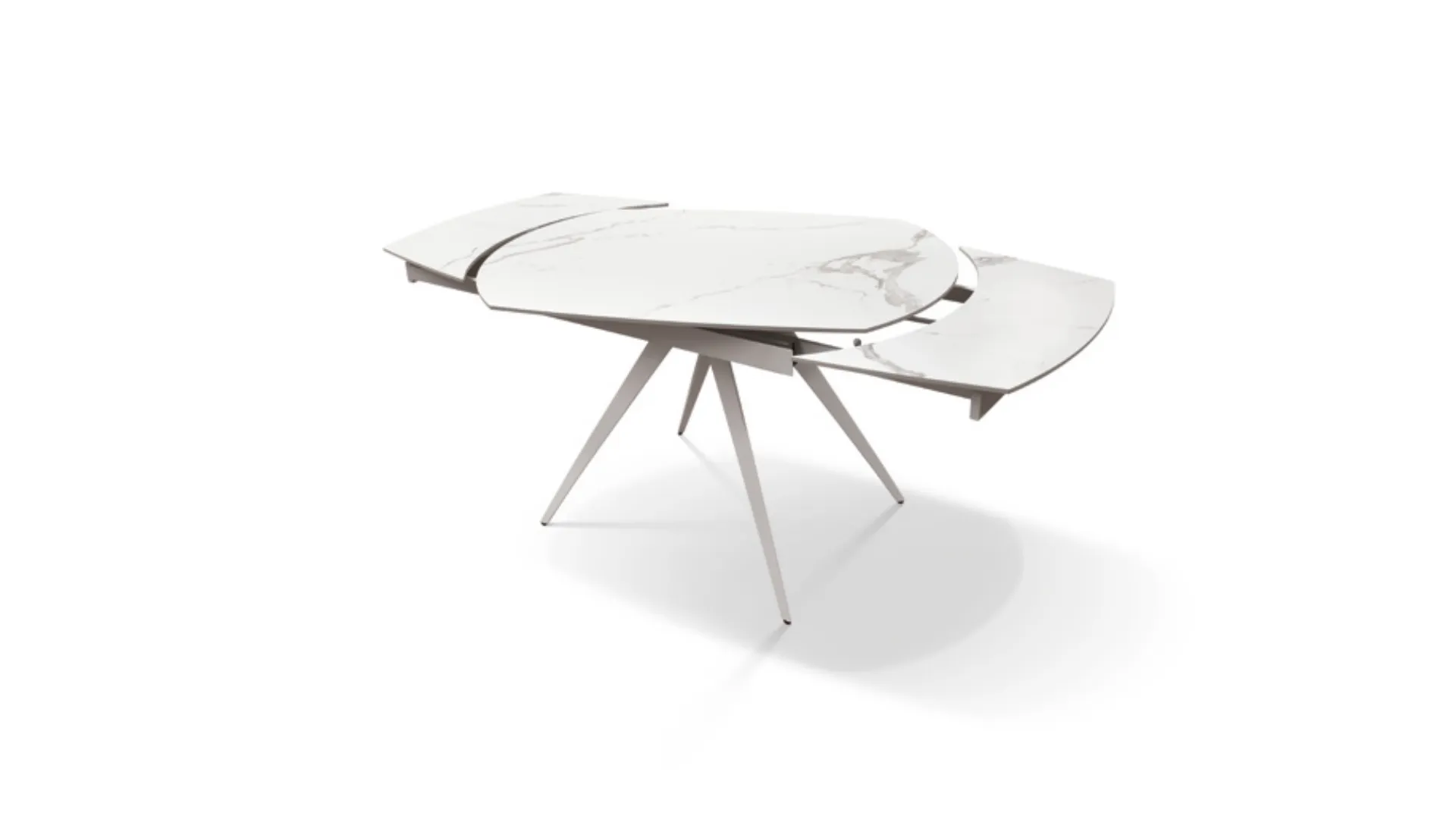 Extendable shaped table with ceramic top and internal extensions 120x80