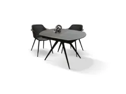 Extendable table with gray graphite ceramic top, metal legs and internal extensions of 120x80.