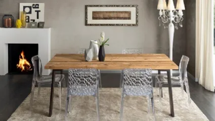 Contemporary articled wood table in natural oak