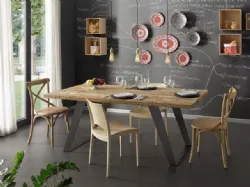 Contemporary wooden table with metal legs