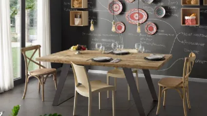 Contemporary wooden table with metal legs