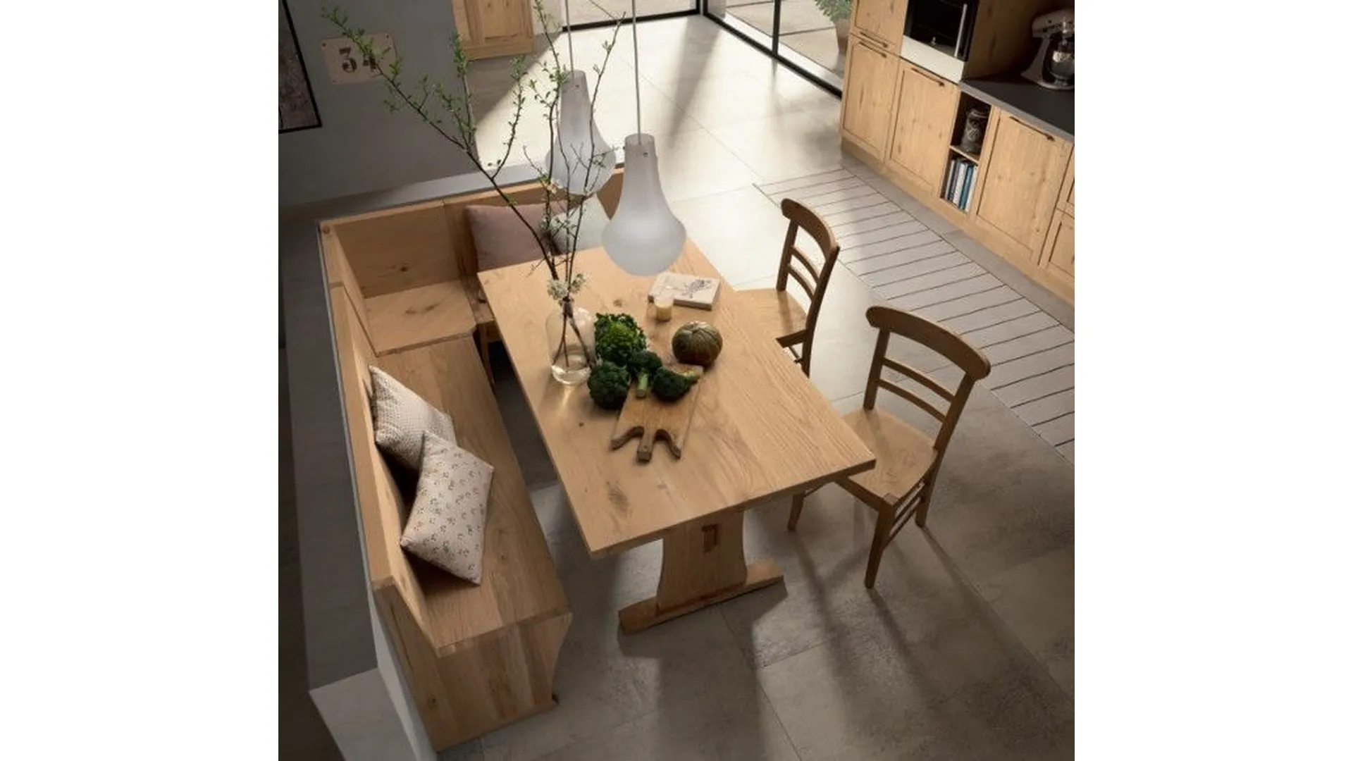 WOOD kitchen with oak framed door