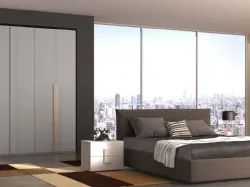 Modern double bedroom with White/Taupe finish.