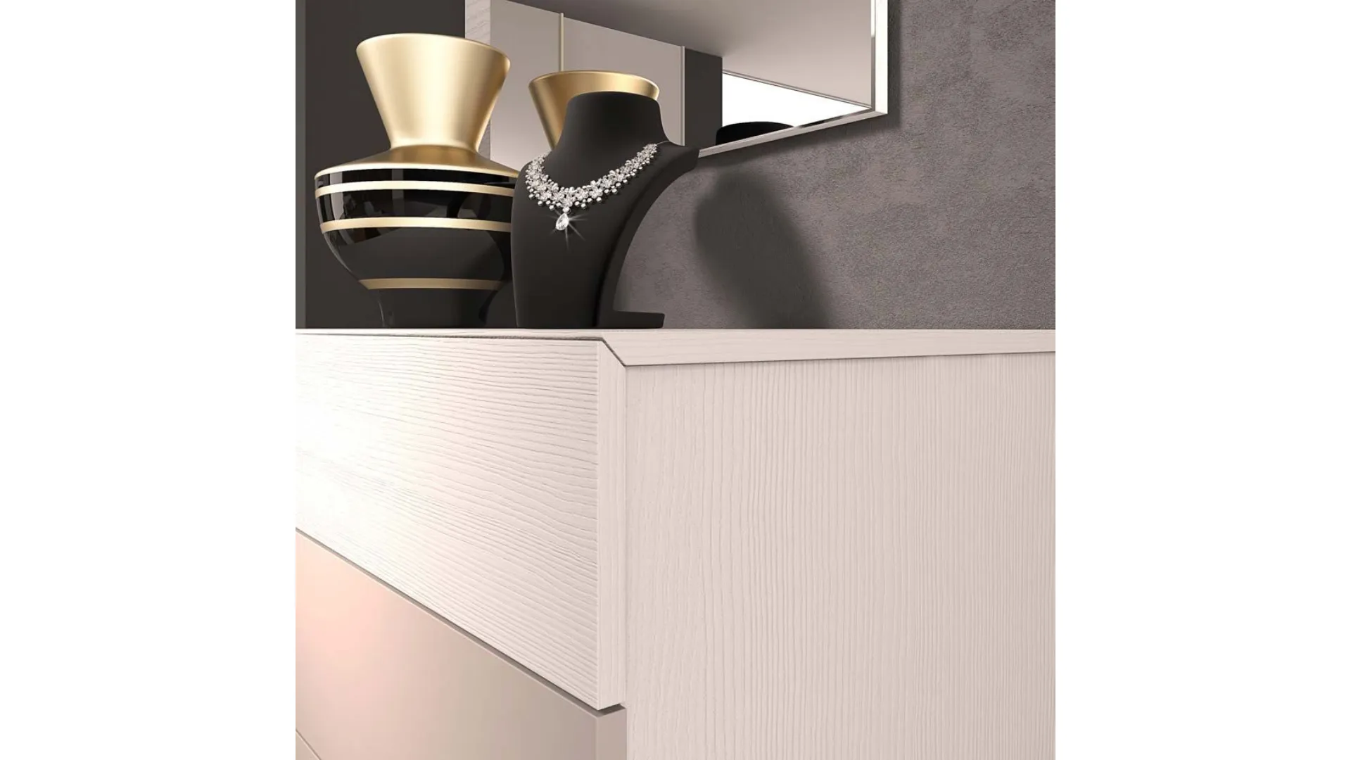 Modern room with a three-door wardrobe and mirrors, comfortable Cloud model bed.