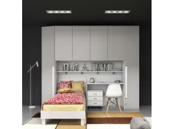 Modern complete room with wall unit, single bed, and desk