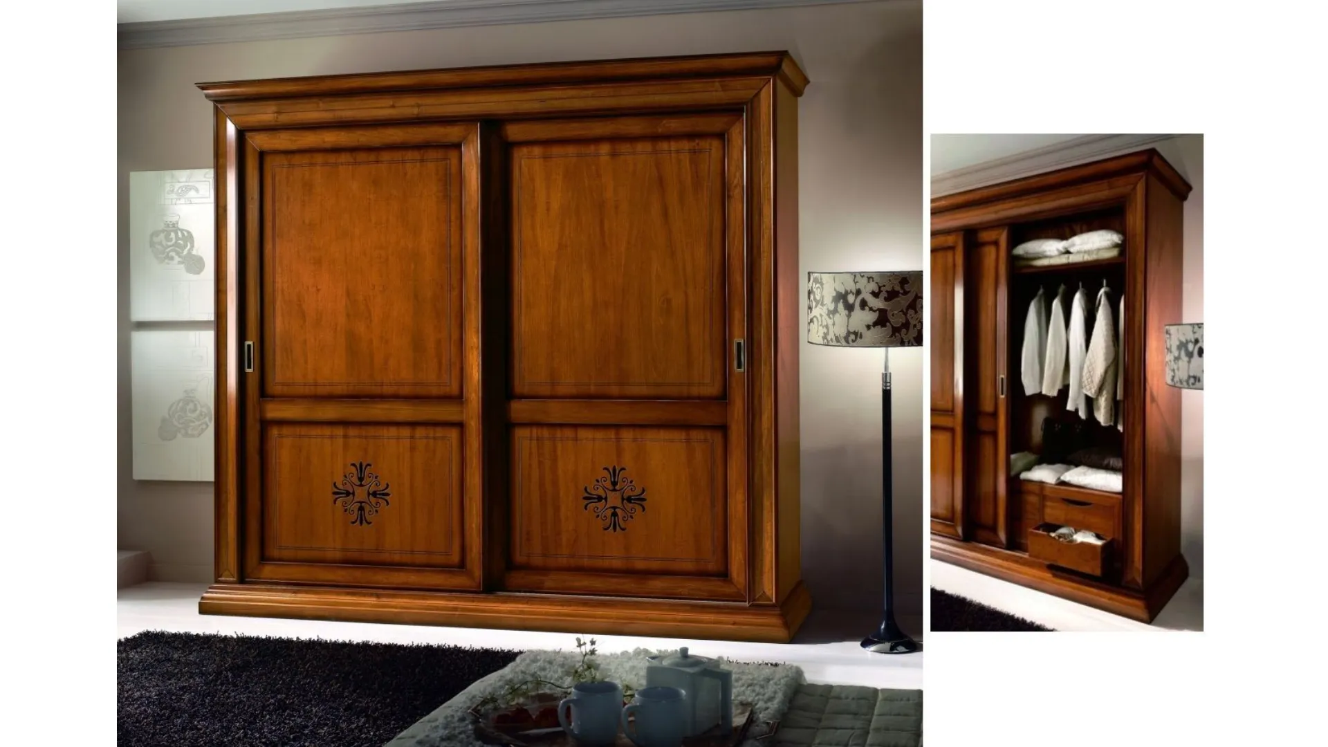 Floral Walnut Wardrobe