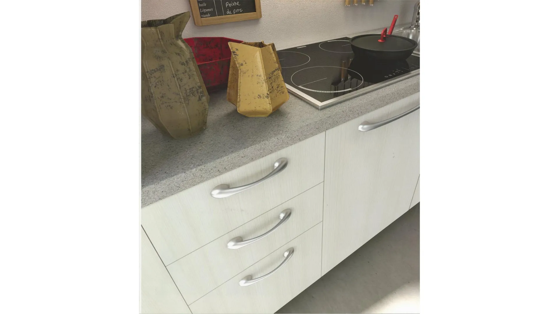 Modern kitchen complete with appliances with induction plan.