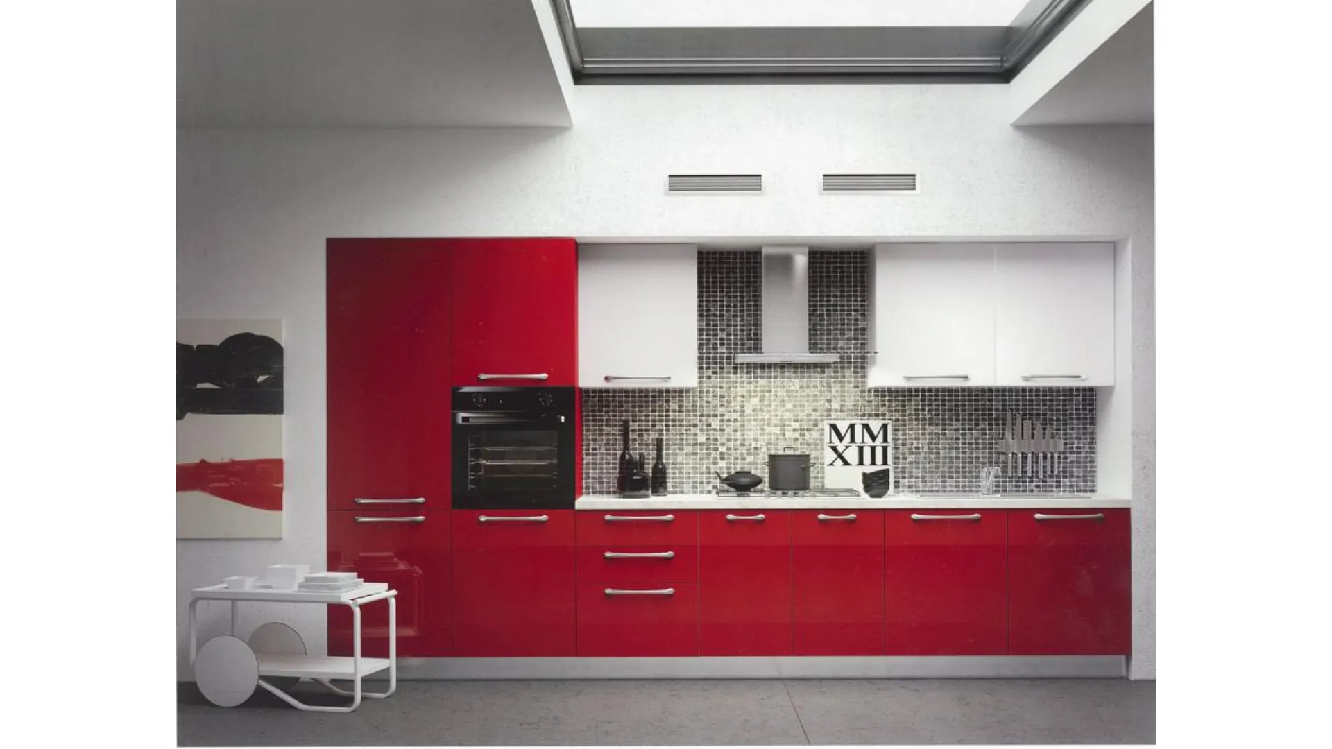 Modern lacquered kitchen glossy model Time of the Arredo 3 kitchens collection.
