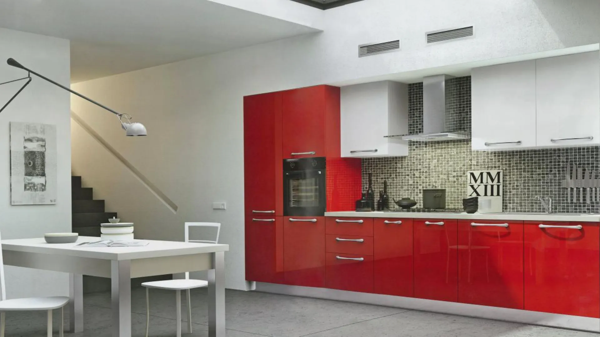 Modern kitchen with columns for modern built-in appliances