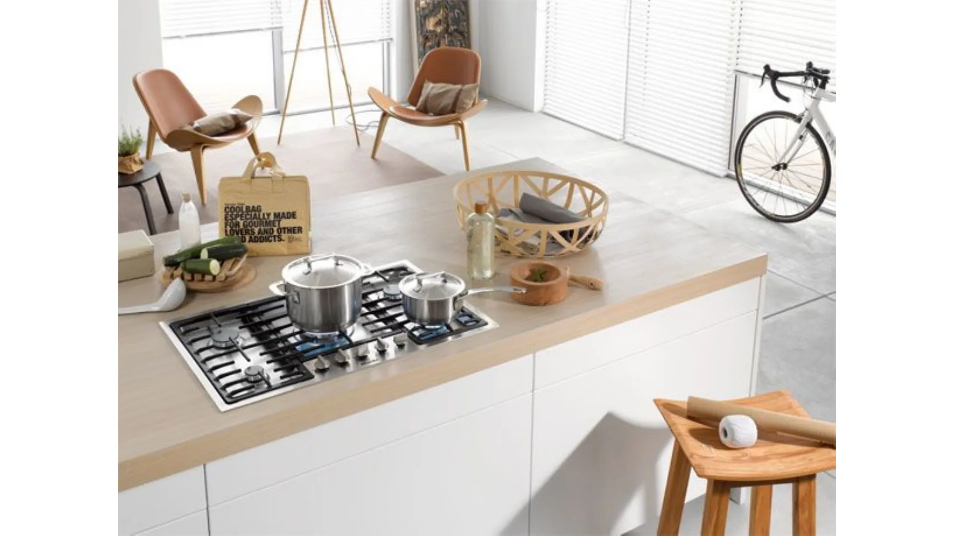 Miele Gas Cooktop KM2334G in Stainless Steel.
