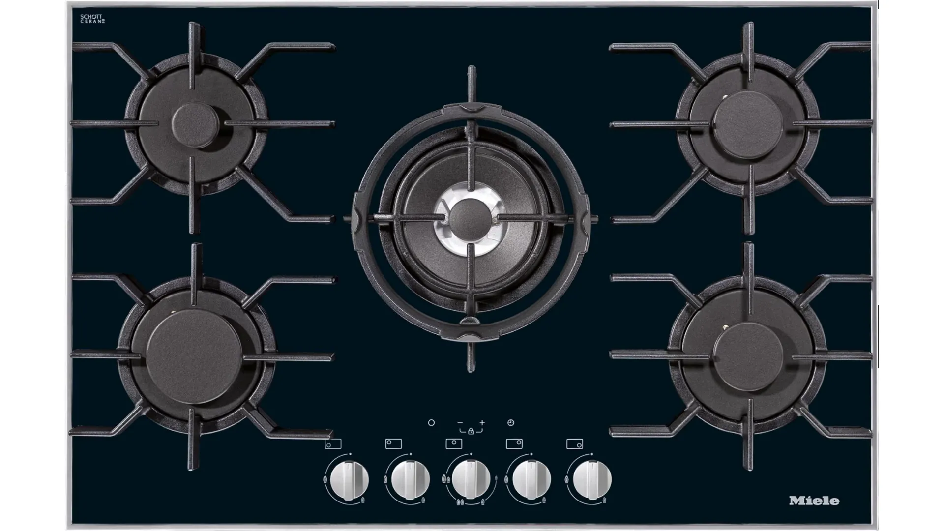 Gas hob Miele KM3034-1G with glass ceramic base.