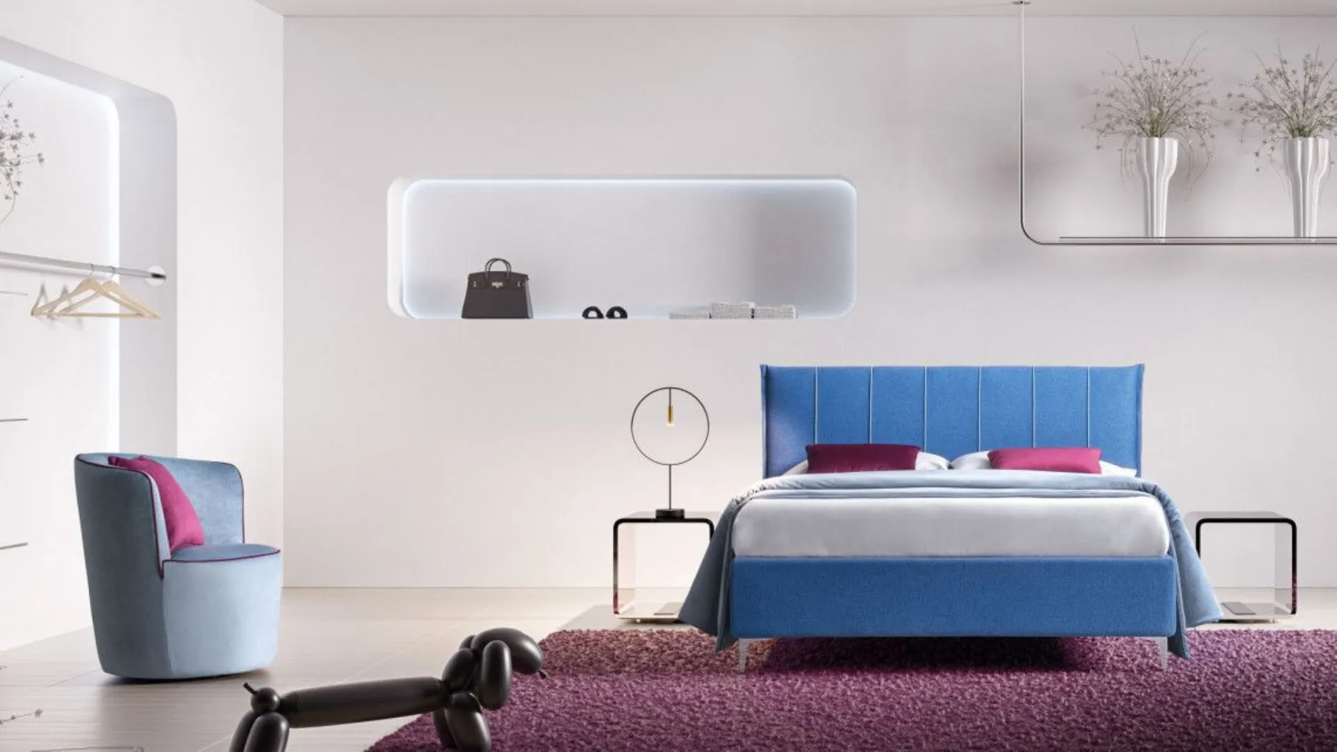 Plumeria: headboard with a geometric design with raised edges