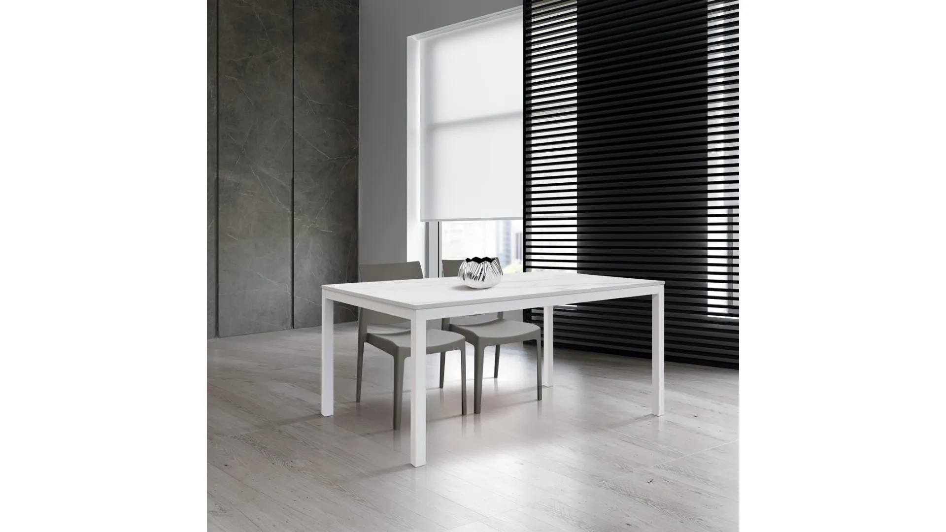 Extendable table with four metal legs, rustic oak top, and side extension.