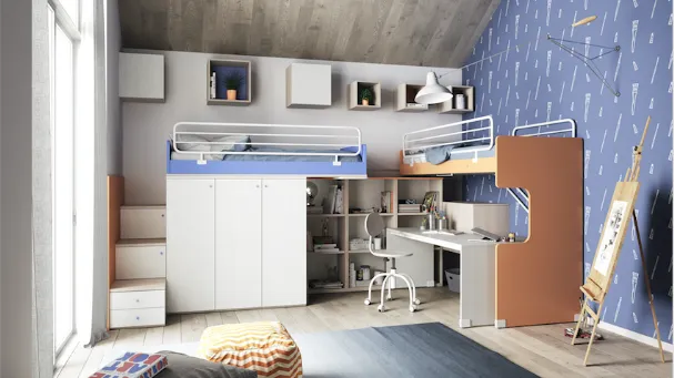 Bedroom with double loft bed