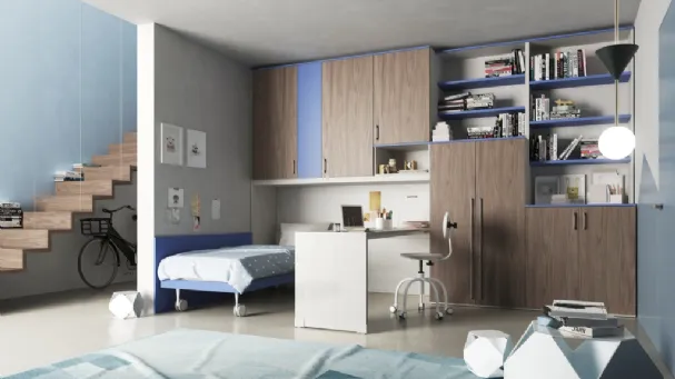 Corner Angular bedroom with single bed