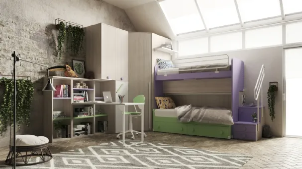 Smart bedroom with mezzanine bed and walk-in closet