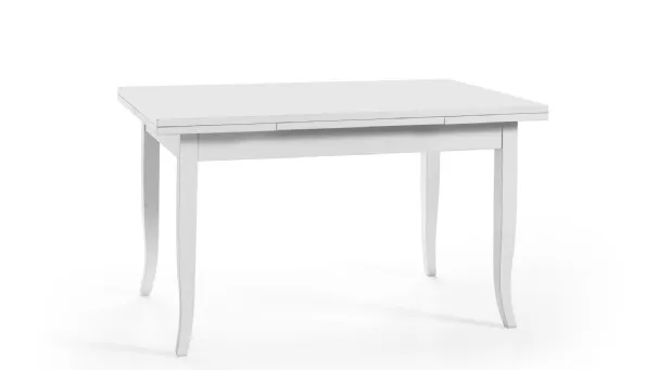 white lacquered table with two extensions